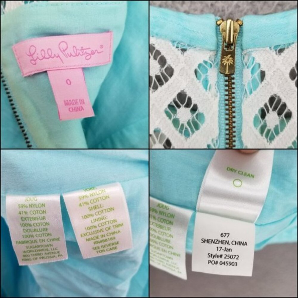 Lilly Pulitzer Vandalia Shift Dress Serene Blue Sleeveless Textured Cotton Sz 0 - Picture 5 of 12